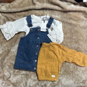 7 for all mankind denim dress set + blouse